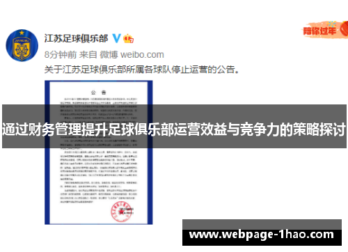 通过财务管理提升足球俱乐部运营效益与竞争力的策略探讨
